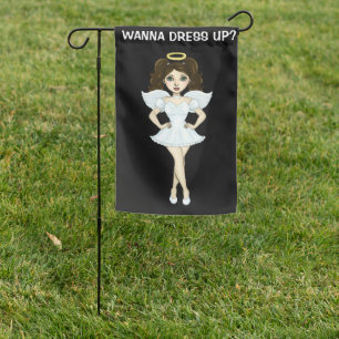 CUTE HALLOWEEN GIRLS DRESSED UP AS NURSE & PIRATE GARDEN FLAG