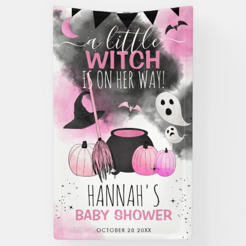 Cute Halloween Girls Pink Baby Shower Banner