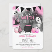 Cute Halloween Girls Pink Baby Shower Invitation (Front)