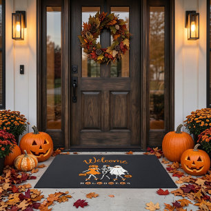 Cute Halloween Girls Skeleton Ghost Pumpkin Doormat