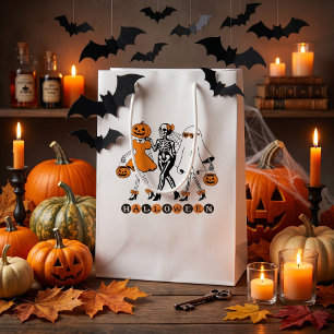 Cute Halloween Girls Skeleton Ghost Pumpkin Medium Gift Bag