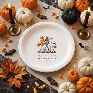 Cute Halloween Girls Skeleton Ghost Pumpkin Paper Plates