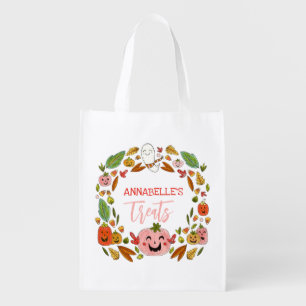 Cute Halloween Girls Trick or Treat Grocery Bag