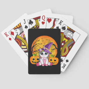 Cute Halloween Girls Witchy Unicorn Halloween Poker Cards