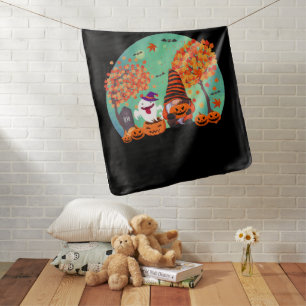 Cute Halloween Gnome And Ghost Baby Blanket