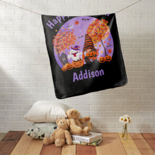 Cute Halloween Gnome And Ghost With Text 1 Baby Blanket