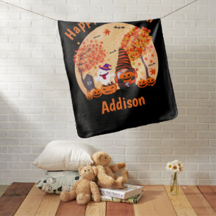 Cute Halloween Gnome And Ghost With Text 1 Baby Blanket