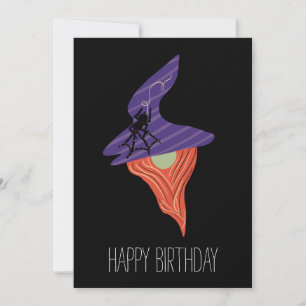 Cute Halloween Gnome Spider Happy Birthday Card