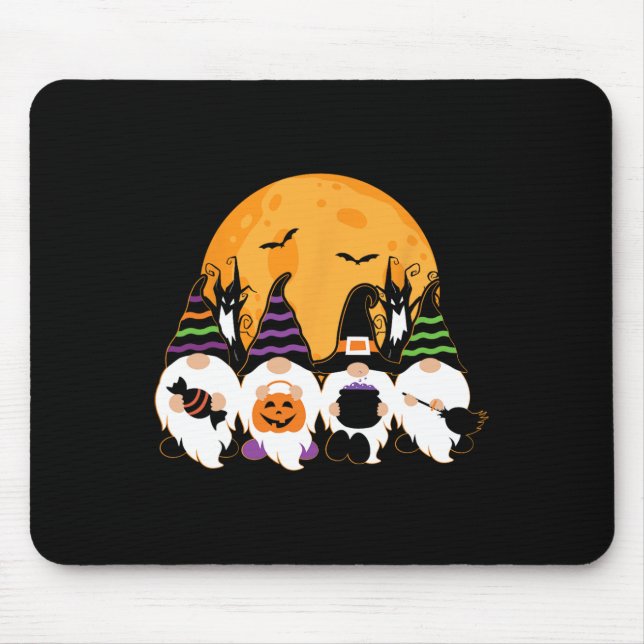 Cute Halloween Gnome Spooky Gardening Trick Or Tre Mouse Pad (Front)