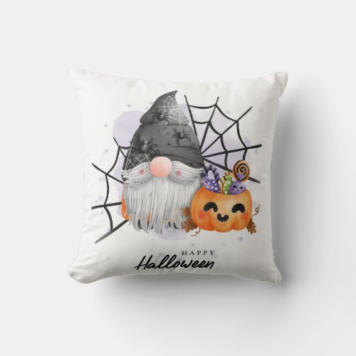 Cute Halloween Gnome Throw Pillow