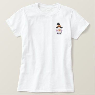 Cute Halloween Gnome with Pumpkin Embroidered Shirt