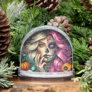 Cute Halloween Gothic Girl Snow Globe