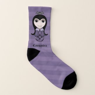 Cute Halloween Gothic vampire girl in purple small Socks