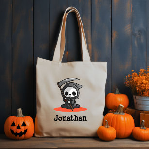 Cute Halloween Grim Reaper Ghost Name Tote Bag