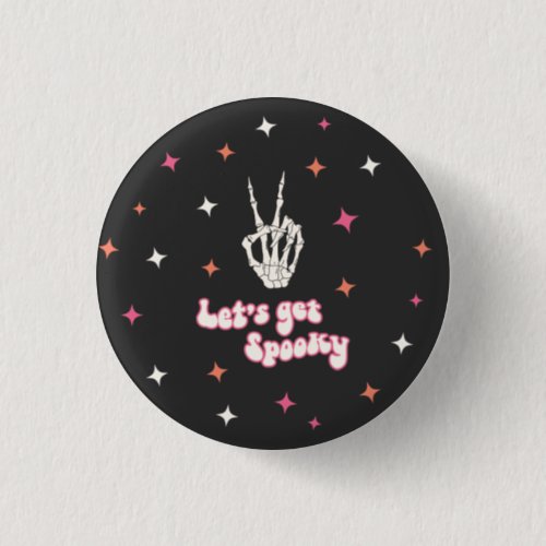 Cute Halloween Groovy Skeleton  Button