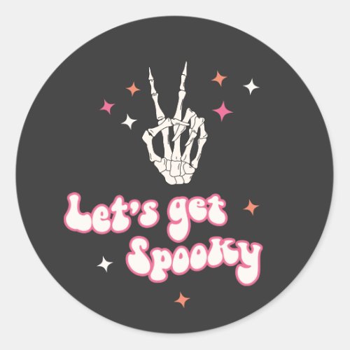 Cute Halloween Groovy Skeleton Classic Round Sticker