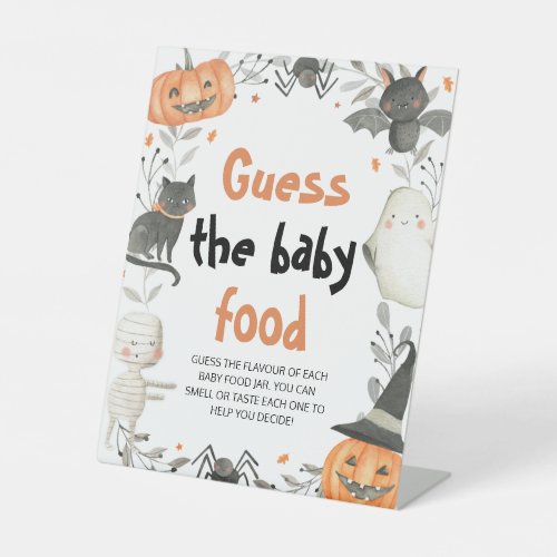 Cute Halloween Guess The Baby Food Baby Shower Pedestal Sign