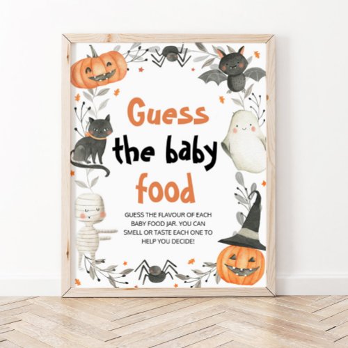 Cute Halloween Guess The Baby Food Baby Shower Poster