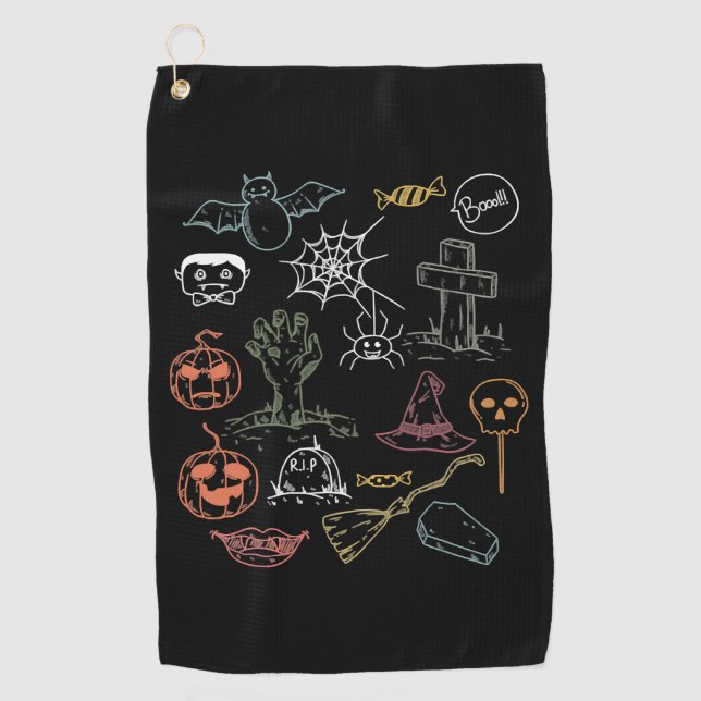 Cute Halloween Halloween Boo Pumpkin Golf Towel (Front)
