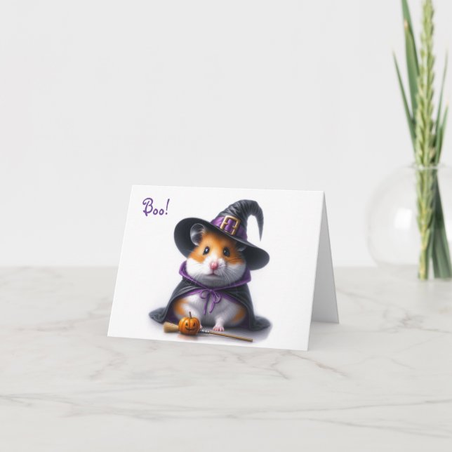 Cute Halloween Hamster Greeting Card (Front)