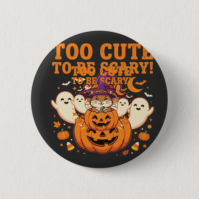 Cute Halloween Hamster Pumpkin Ghost Design_1 Button (Front)