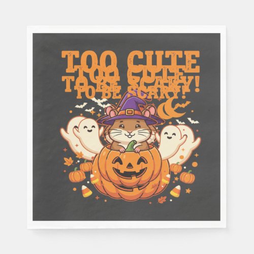 Cute Halloween Hamster Pumpkin Ghost Design_1 Napkins