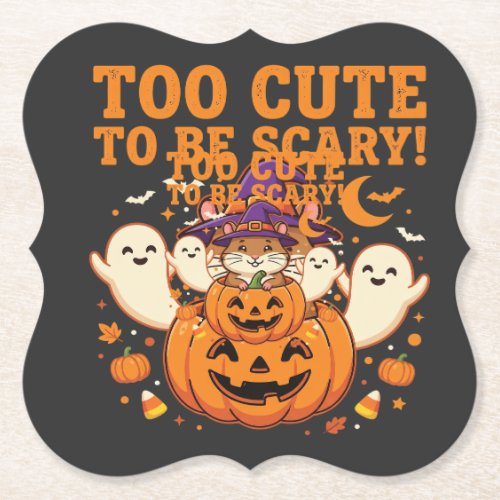 Cute Halloween Hamster Pumpkin Ghost Design_1 Paper Coaster