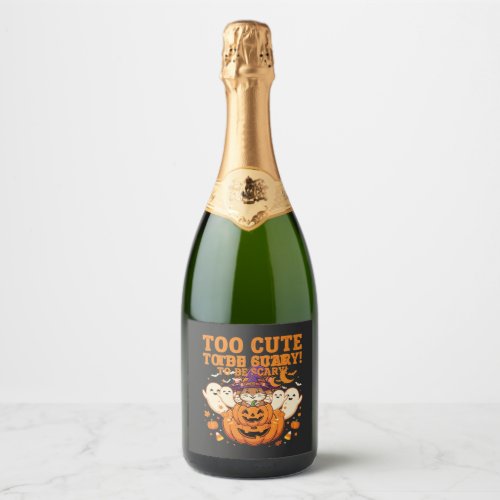 Cute Halloween Hamster Pumpkin Ghost Design_1 Sparkling Wine Label