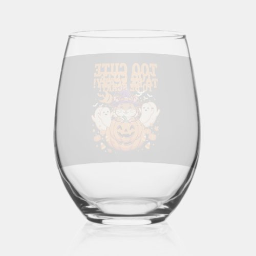 Cute Halloween Hamster Pumpkin Ghost Design_1 Stemless Wine Glass