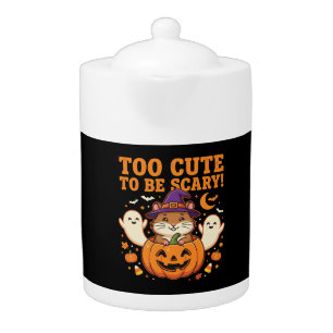 Cute Halloween Hamster Pumpkin Ghost Design_1 Teapot
