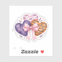 Cute Halloween Hearts Pink Ribbon Bow Coquette