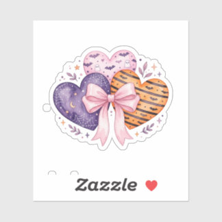 Cute Halloween Hearts Pink Ribbon Bow Coquette Sticker