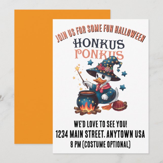 Cute Halloween Honkus Ponkus Invitation (Front/Back)