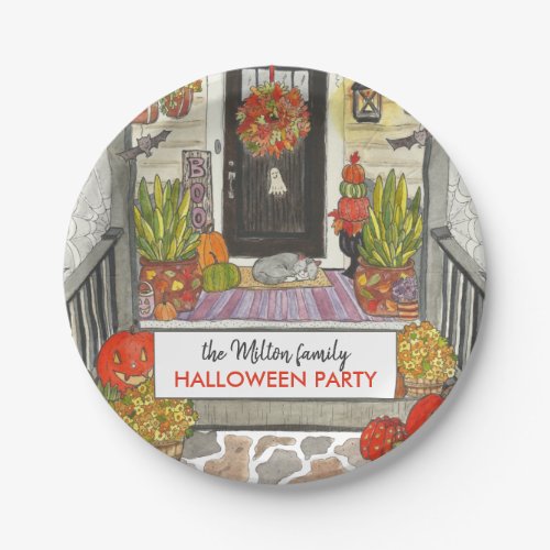 Cute Halloween House Party Paper Plate