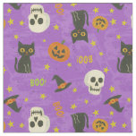 Cute Halloween Icons Pattern - Purple Fabric