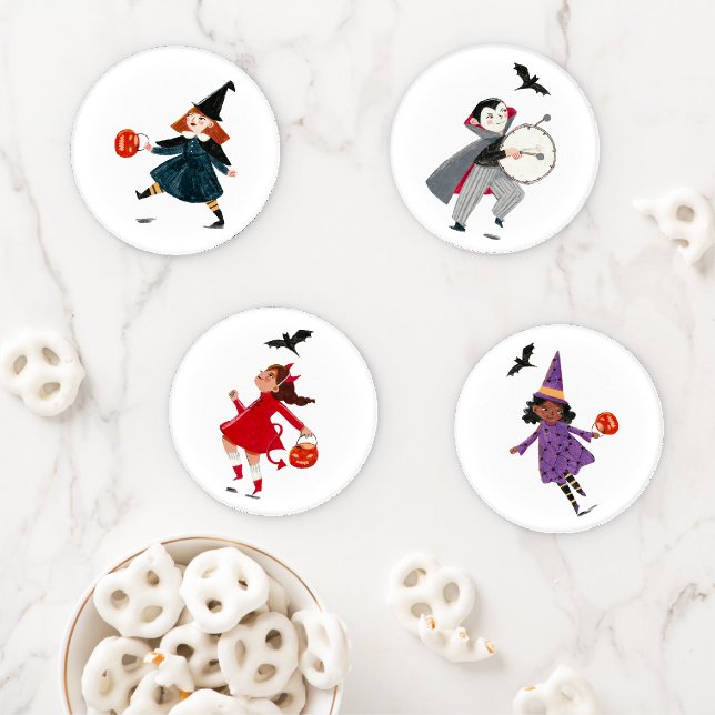 Cute halloween illustration coaster set (In Situ)