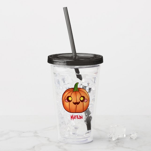 Cute Halloween Jack O Lantern  Acrylic Tumbler (Front Ice)