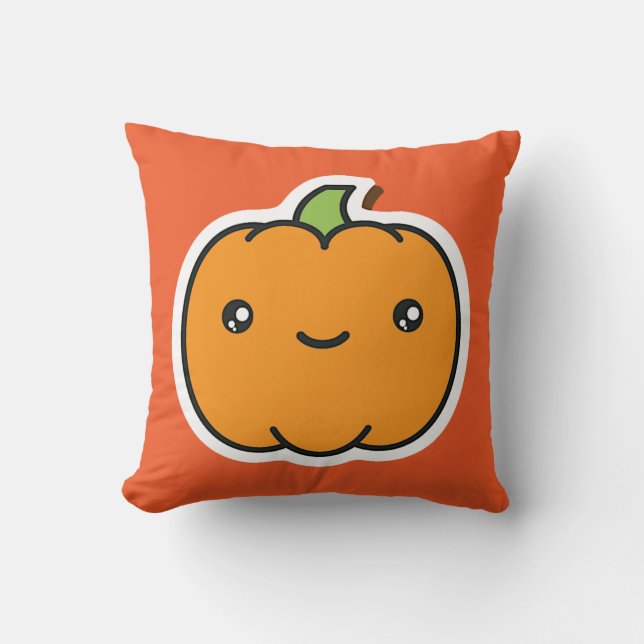 Cute Halloween Jack-o-lantern Argyle Throw Pillow (Front)