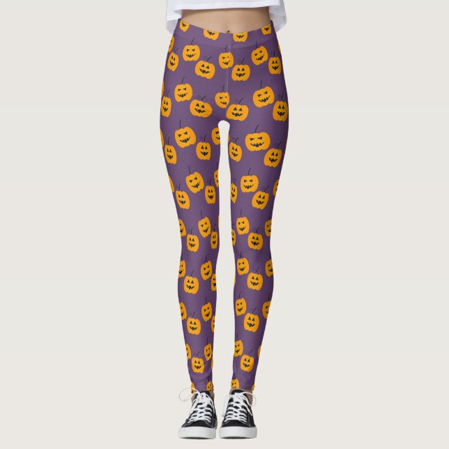 Cute Halloween Jack 'O Lantern Leggings (Front)