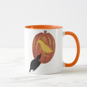 Cute Halloween Jack O'Lantern and Crow Mug