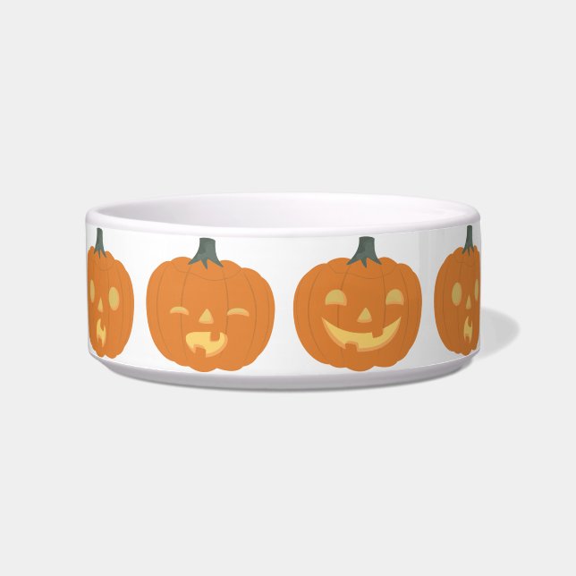 Cute Halloween Jack O'Lantern Ceramic Pet Bowl (Front)