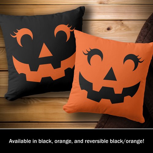Cute Halloween Jack OLantern Double Sided Pumpkin Throw Pillow