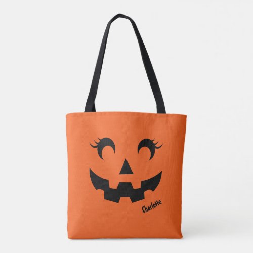 Cute Halloween Jack OLantern Pumpkin Orange Tote Bag