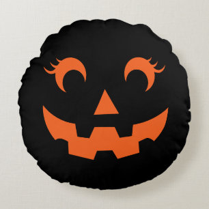 Cute Halloween Jack O'Lantern Reversible Pumpkin Round Pillow