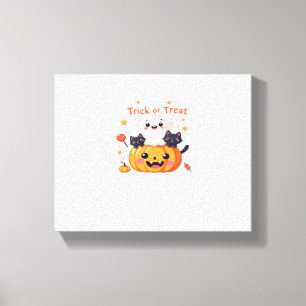 Cute Halloween - Kawaii Ghost and Black Cats Class Canvas Print