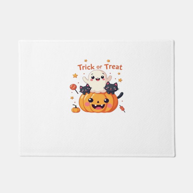 Cute Halloween - Kawaii Ghost and Black Cats Class Doormat (Front)