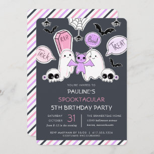 Cute Halloween Kid Girl Birthday Party Invitation