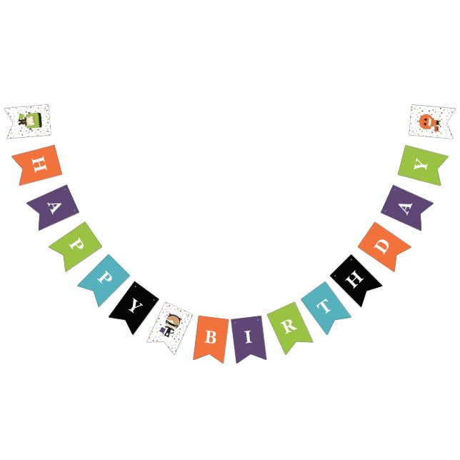 Cute Halloween Kids BIRTHDAY Party Bunting Bunting Flags (All)