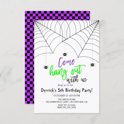 Cute Halloween Kids Birthday Party Invitation