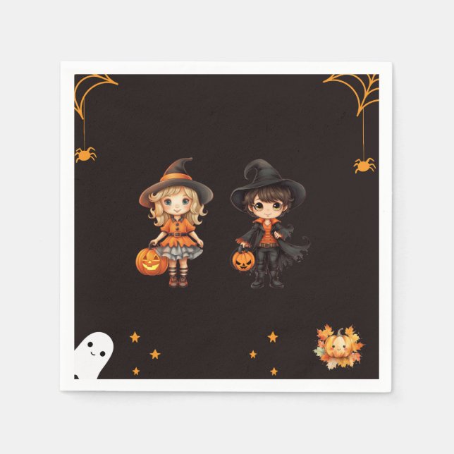 Cute Halloween Kids Costume Birthday Party  Napkins (Front)